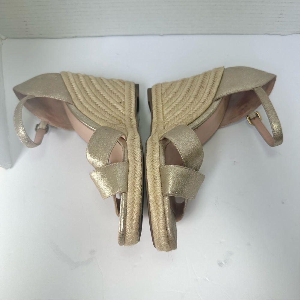 J. Crew Women’s Metallic Gold Wedge Espadrille Sandals with Ankle Strap-Size 8.5 - Picture 8 of 14